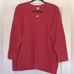 Rose slub knit, v-neck top, size XL NWT, Sonoma brand.